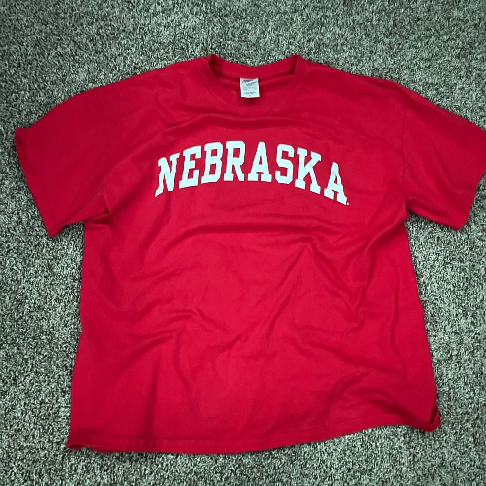 Red and white Nebraska Cornhuskers 
t-shirt tee